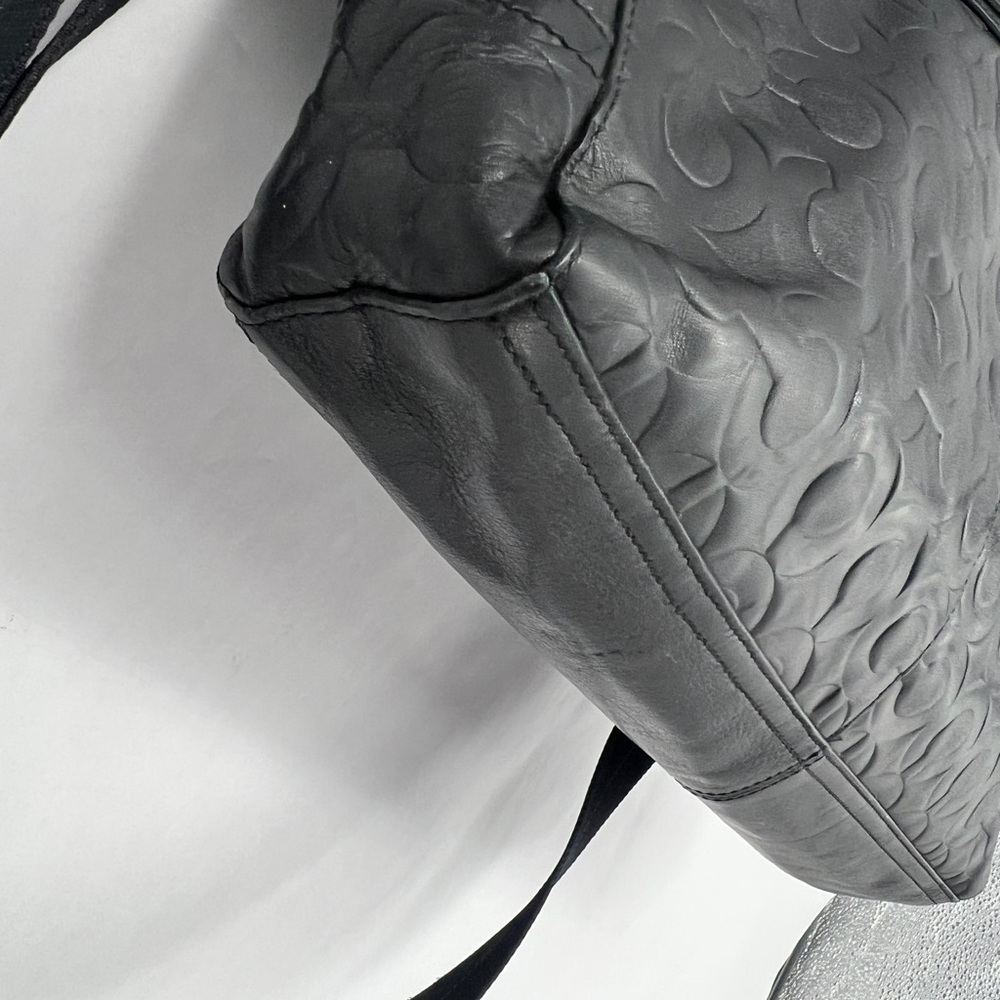 COACH Coach Op Art Leather Business Tote Bag Black Men's - Picture 4 of 14